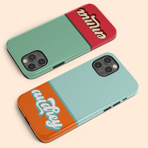 Retro Colors & Name Personalized iPhone Case